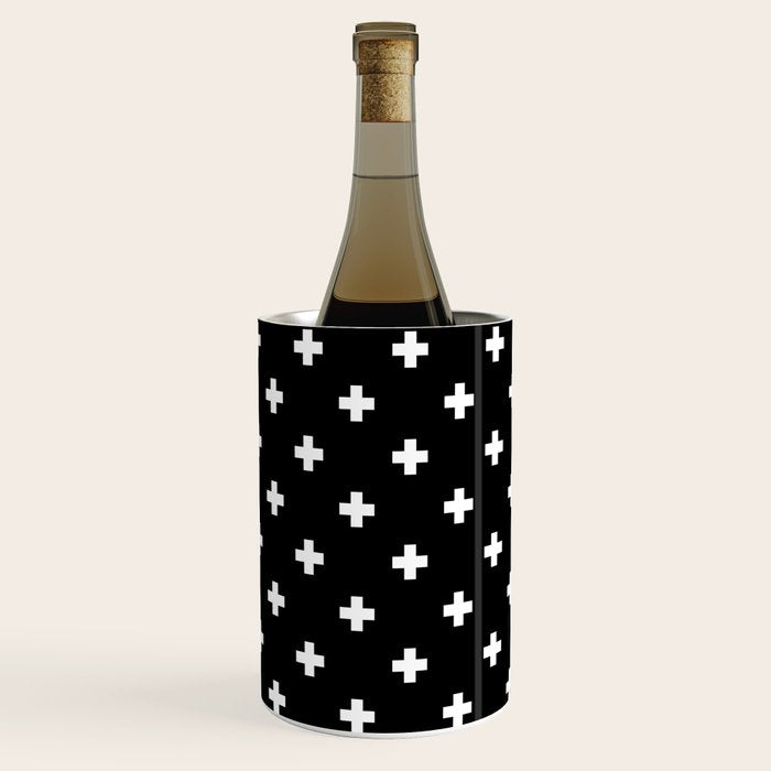 Swiss cross pattern white on black Wine Chiller Gallery Image 1