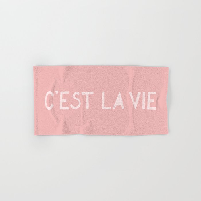C'est La Vie French Pink Hand Lettering Bath Towel Gallery Image 1