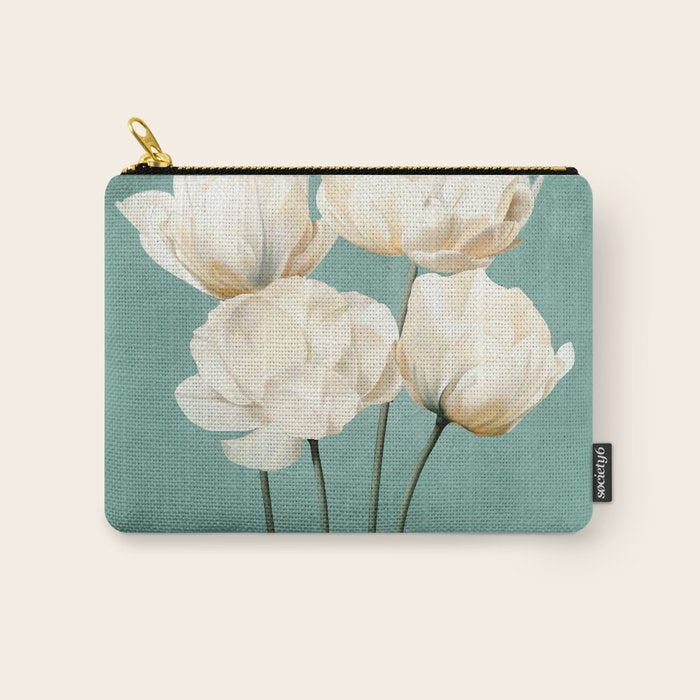White Flowers 3 Carry All Pouch Gallery Image 1