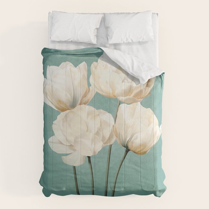 White Flowers 3 Comforter Gallery Image 1