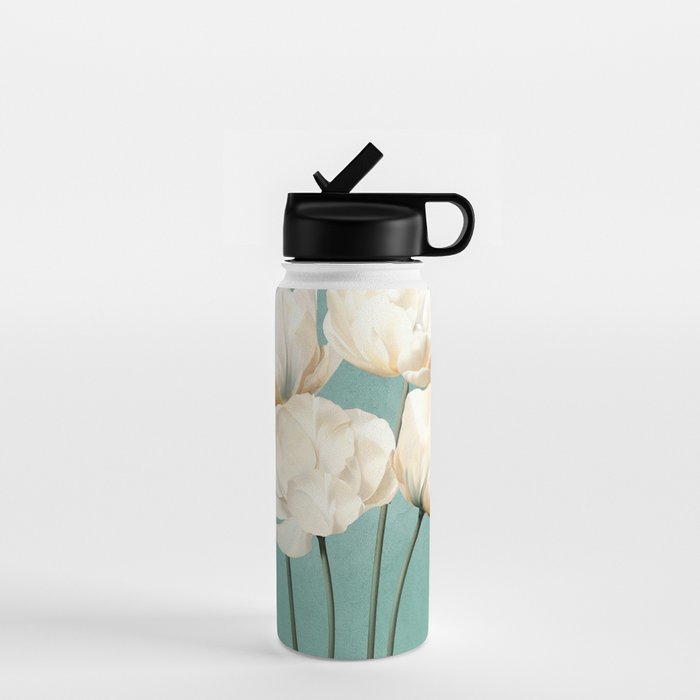 White Flowers 3 Water Bottle Gallery Image 1