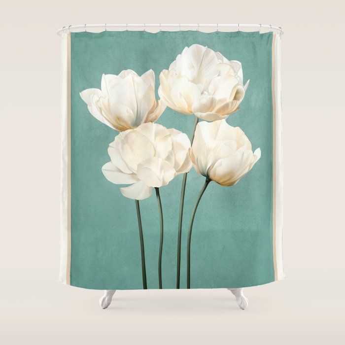 White Flowers 3 Shower Curtain Gallery Image 1