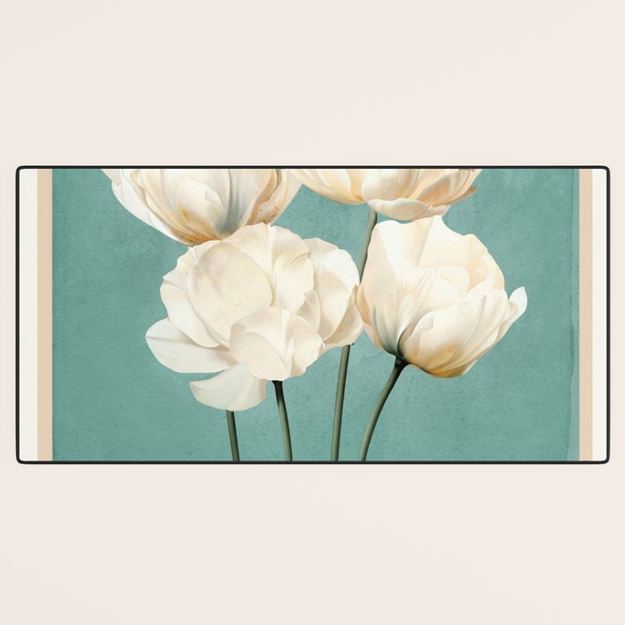 White Flowers 3 Desk Mat Gallery Image 3