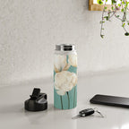 White Flowers 3 Water Bottle Gallery Image 4