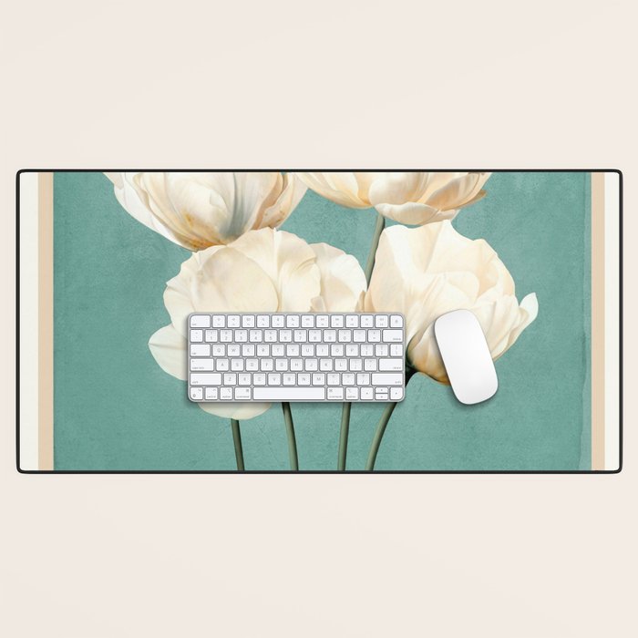 White Flowers 3 Desk Mat Gallery Image 1