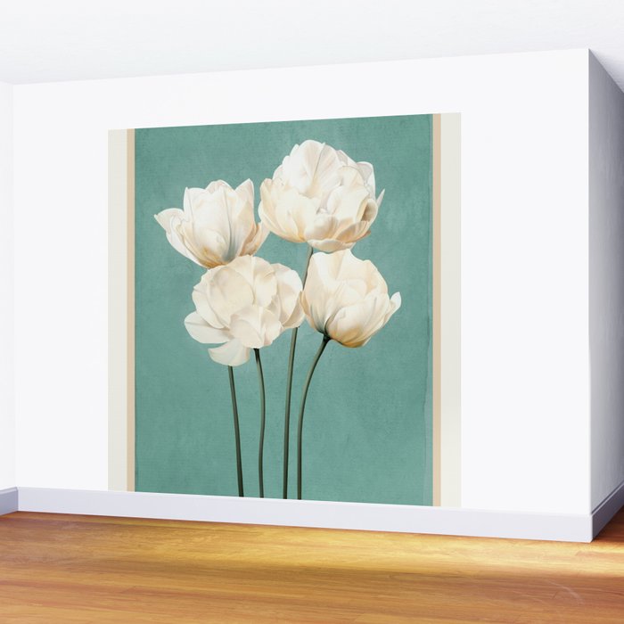 White Flowers 3 Wall Mural Gallery Image 2