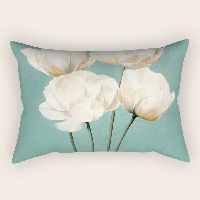 White Flowers 3 Rectangular Pillow Gallery Image 2