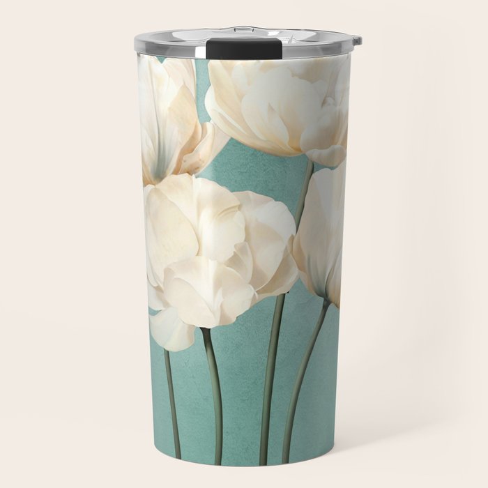 White Flowers 3 Travel Mug Gallery Image 1