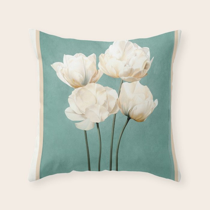 White Flowers 3 Throw Pillow Gallery Image 6
