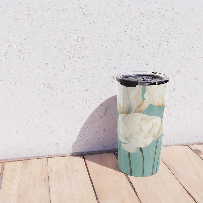 White Flowers 3 Travel Mug Gallery Image 4