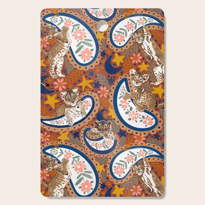 Celestial Sunset Leopard Cubs Cutting Board Gallery Image 1
