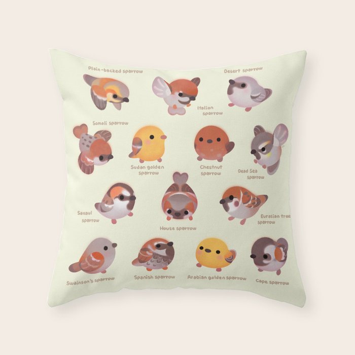 Sparrow (Passer) Throw Pillow Gallery Image 1