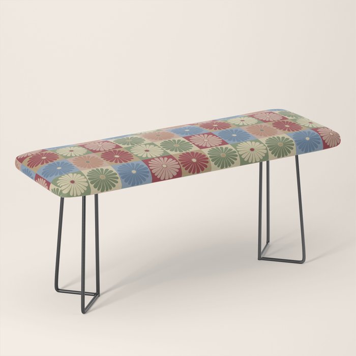 Retro Flowers Check Pattern XIX Bench Gallery Image 1