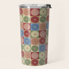 Retro Flowers Check Pattern XIX Travel Mug Gallery Image 2