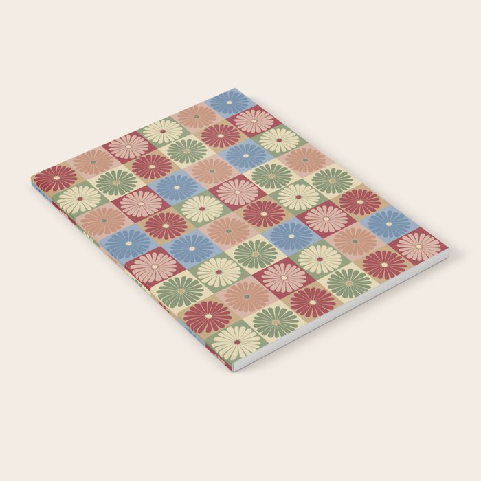 Retro Flowers Check Pattern XIX Notebook Gallery Image 1