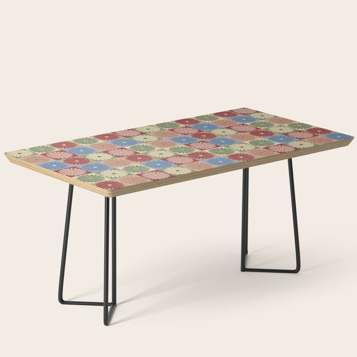 Retro Flowers Check Pattern XIX Coffee Table Gallery Image 1