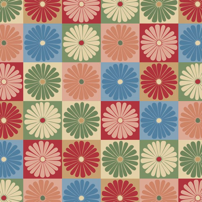 Retro Flowers Check Pattern XIX Coffee Mug Gallery Image 2