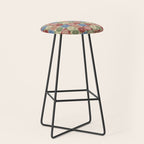 Retro Flowers Check Pattern XIX Stool Gallery Image 1