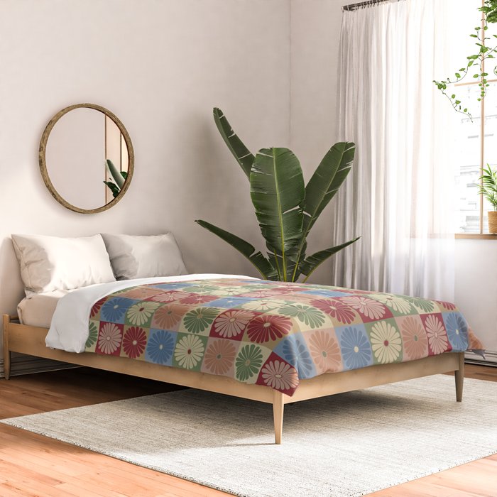 Retro Flowers Check Pattern XIX Comforter Gallery Image 2