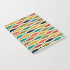 Midcentury Modern Multicolor Fish Pattern 2 in Olive, Mustard, Orange, Teal, Beige Notebook Gallery Image 2