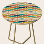 Midcentury Modern Multicolor Fish Pattern 2 in Olive, Mustard, Orange, Teal, Beige Side Table Gallery Image 2
