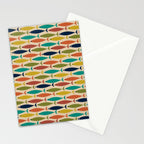Midcentury Modern Multicolor Fish Pattern 2 in Olive, Mustard, Orange, Teal, Beige Stationery Card Gallery Image 2