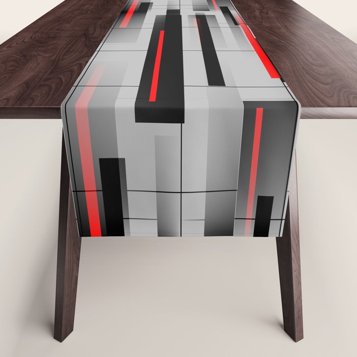 Off the Grid - Abstract - Gray, Black, Red Table Runner Gallery Image 1
