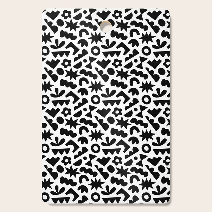 Abstract organic black and white shape pattern Cutting Board Gallery Image 1