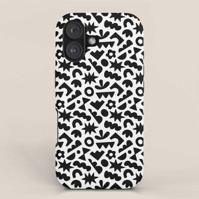 Abstract organic black and white shape pattern iPhone Case Gallery Image 1
