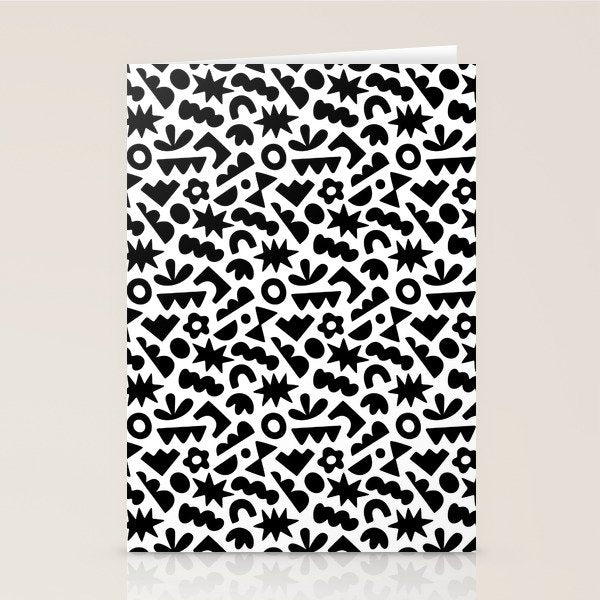 Abstract organic black and white shape pattern Stationery Card Gallery Image 1