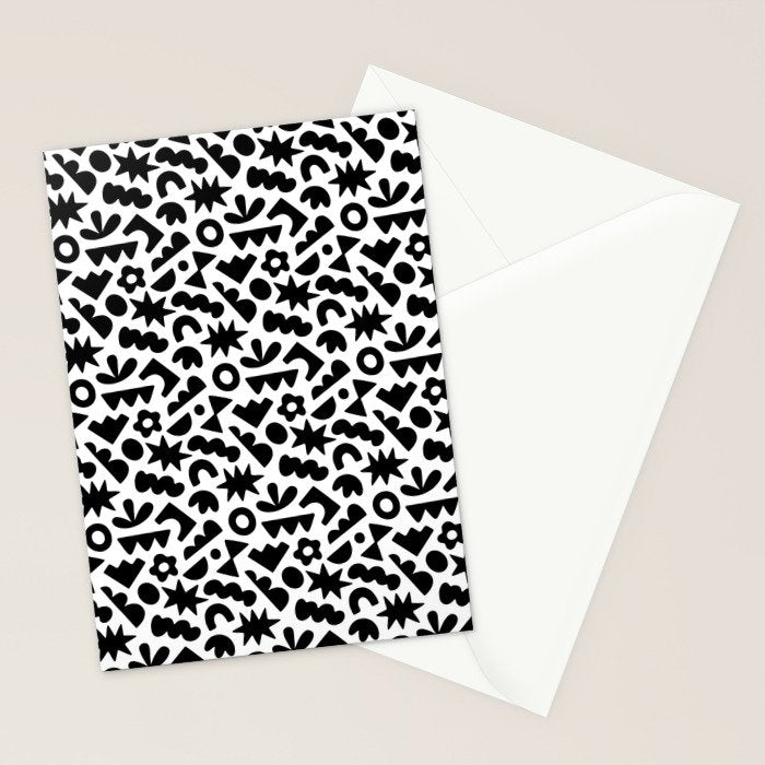 Abstract organic black and white shape pattern Stationery Card Gallery Image 2