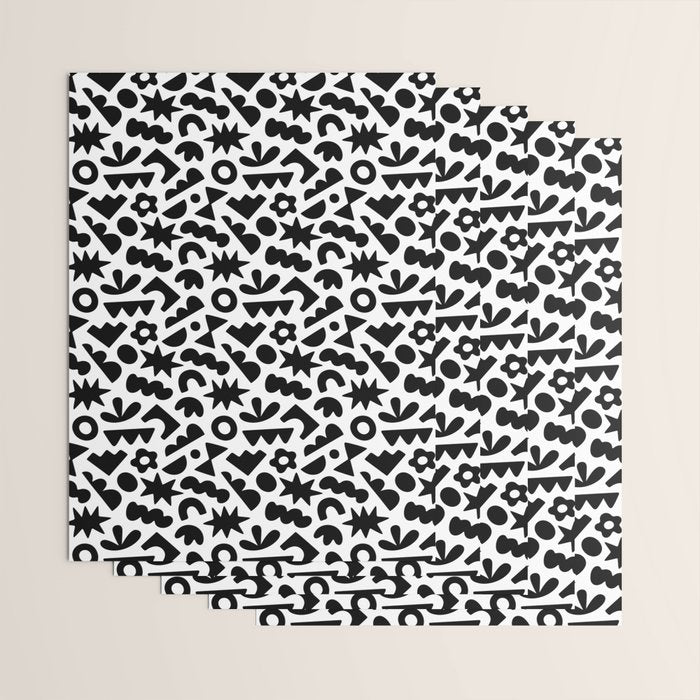 Abstract organic black and white shape pattern Wrapping Paper Gallery Image 3