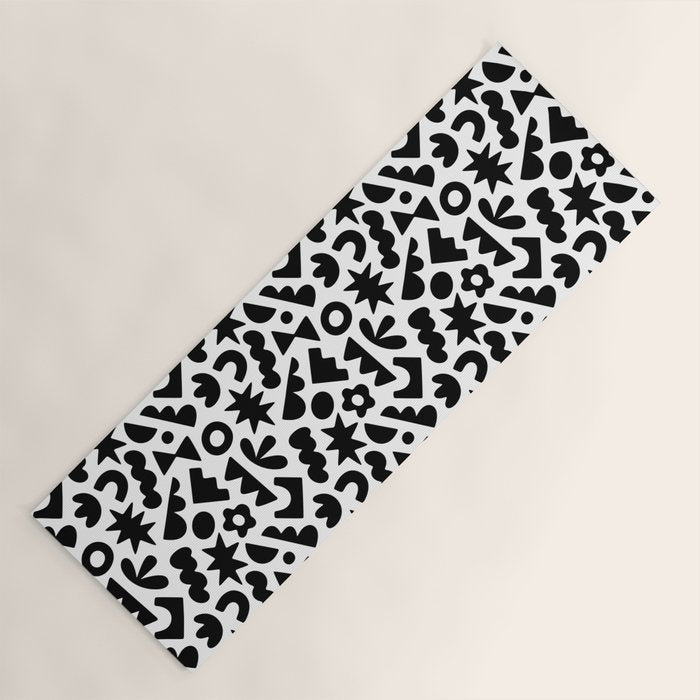 Abstract organic black and white shape pattern Yoga Mat Gallery Image 1