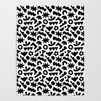Abstract organic black and white shape pattern Poster Gallery Image 4