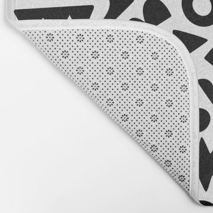 Abstract organic black and white shape pattern Bath Mat Gallery Image 2