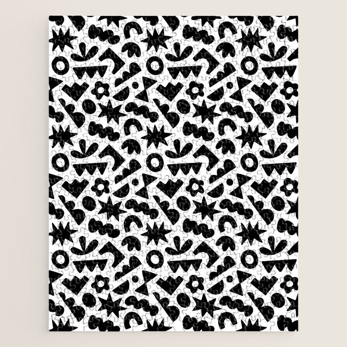 Abstract organic black and white shape pattern Jigsaw Puzzle Gallery Image 1