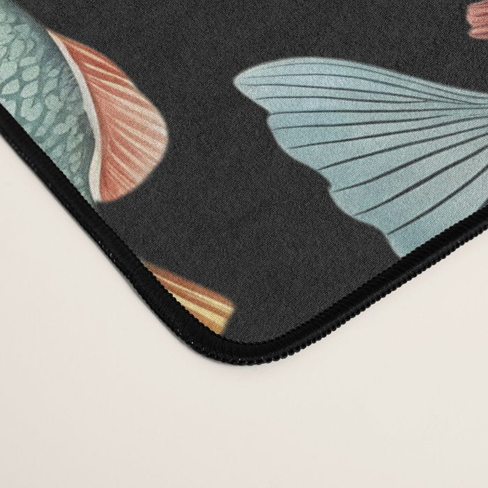 Whimsical Underwater World Multicolor Fish Pattern Black Desk Mat Gallery Image 4