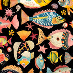 Whimsical Underwater World Multicolor Fish Pattern Black Coffee Mug Gallery Image 2