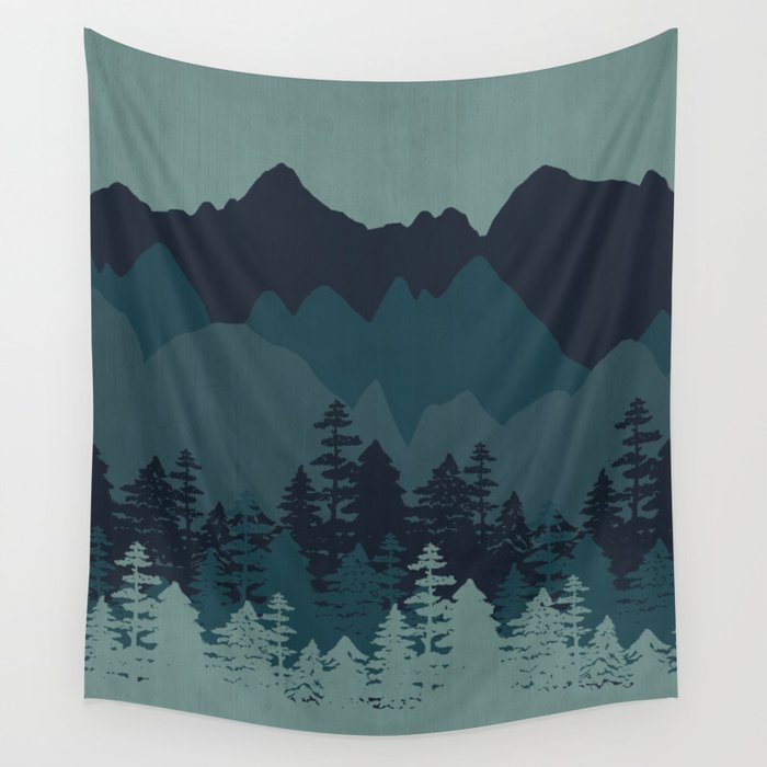 Mountain Range, Blue Mountains, Forest, Nature, Silhouette, National Park Wall Tapestry Gallery Image 4