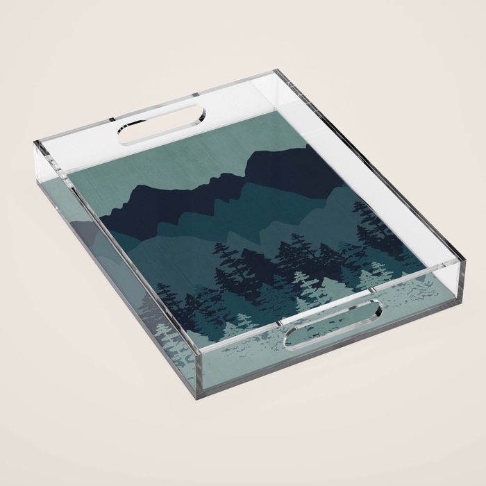 Mountain Range, Blue Mountains, Forest, Nature, Silhouette, National Park Acrylic Tray Gallery Image 1