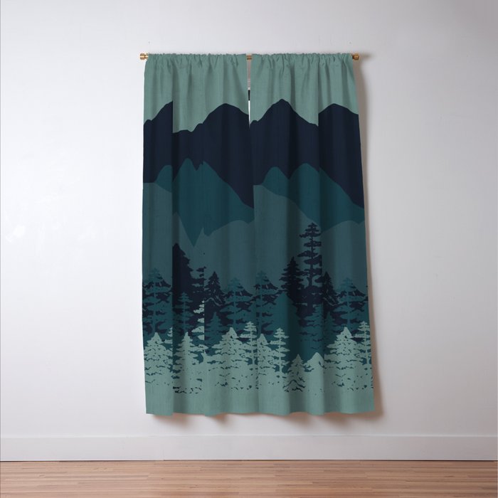 Mountain Range, Blue Mountains, Forest, Nature, Silhouette, National Park Window Curtain Gallery Image 3