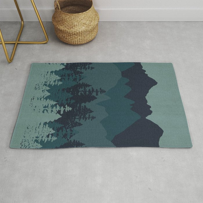 Mountain Range, Blue Mountains, Forest, Nature, Silhouette, National Park Rug Gallery Image 1