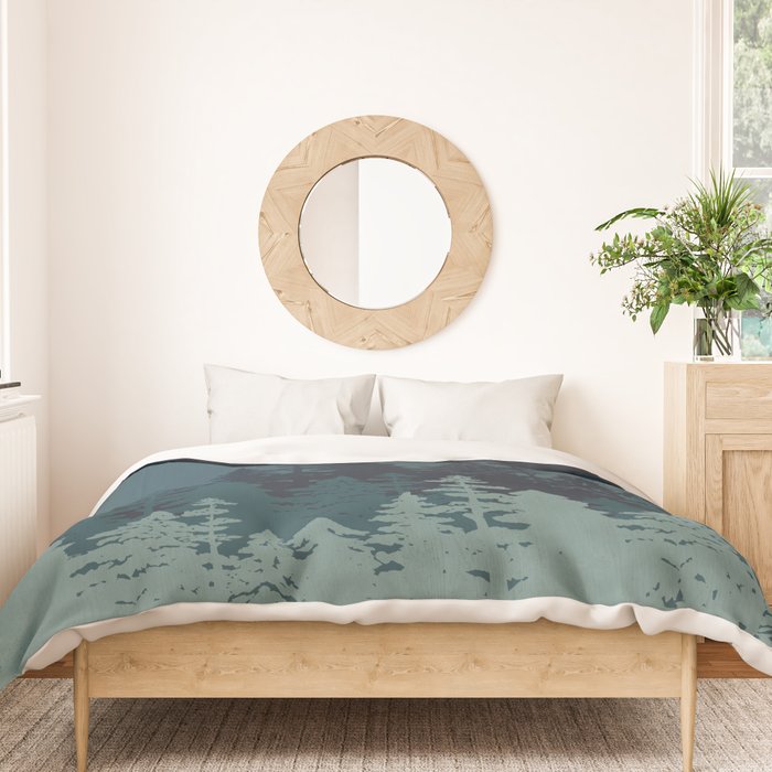 Mountain Range, Blue Mountains, Forest, Nature, Silhouette, National Park Duvet Cover Gallery Image 3