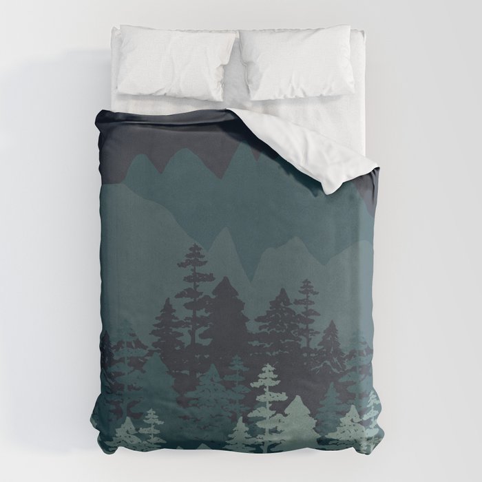 Mountain Range, Blue Mountains, Forest, Nature, Silhouette, National Park Duvet Cover Gallery Image 6