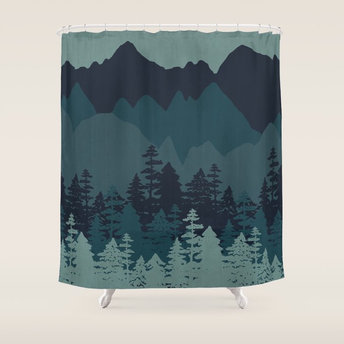 Mountain Range, Blue Mountains, Forest, Nature, Silhouette, National Park Shower Curtain Gallery Image 1