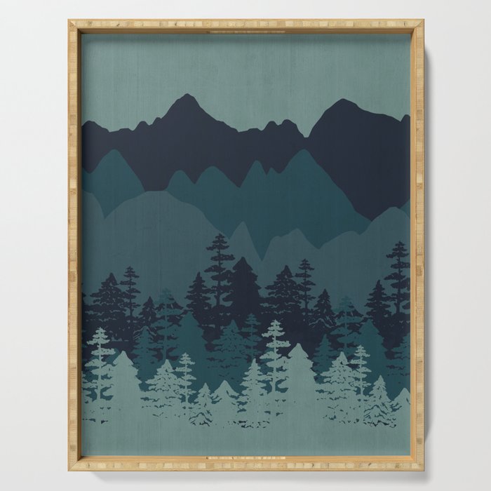 Mountain Range, Blue Mountains, Forest, Nature, Silhouette, National Park Serving Tray Gallery Image 1