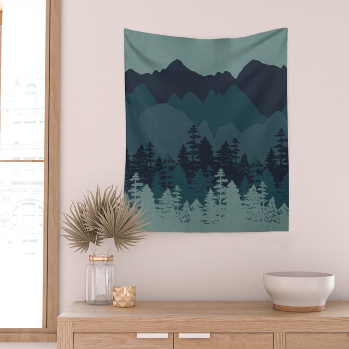 Mountain Range, Blue Mountains, Forest, Nature, Silhouette, National Park Wall Tapestry Gallery Image 2