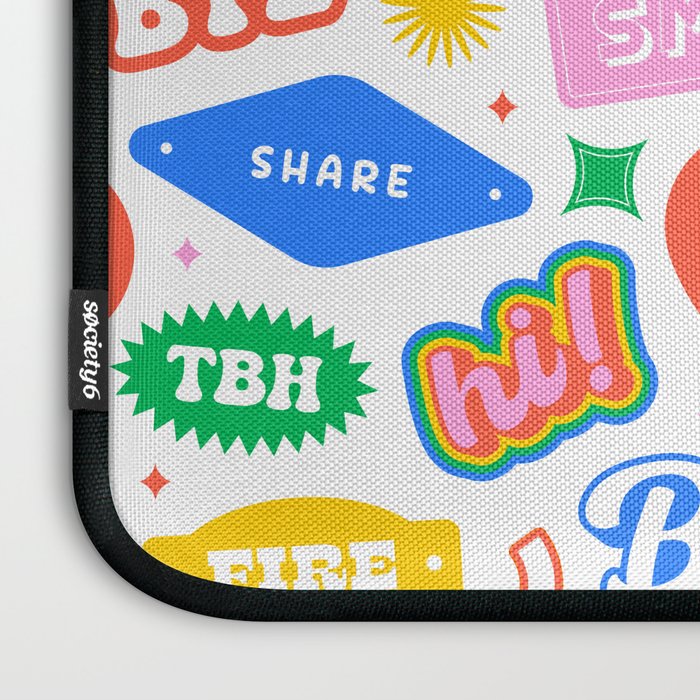 Retro funny sticker quote label pattern Laptop Sleeve Gallery Image 3