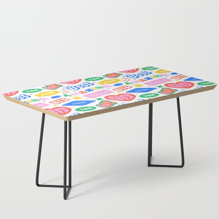 Retro funny sticker quote label pattern Coffee Table Gallery Image 1
