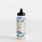 Retro funny sticker quote label pattern Water Bottle Gallery Image 3